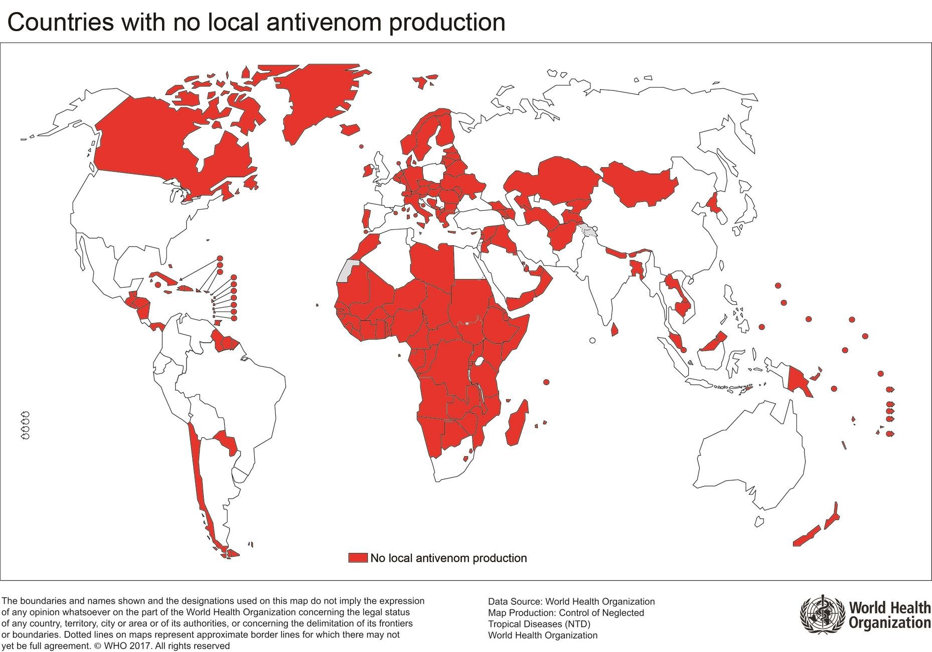 Countries_with_no_local_antivenom_production Map showing countries that do not have local antivenom production