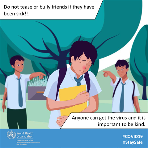 Do not bully or tease friends if they have been sick Infographic of text