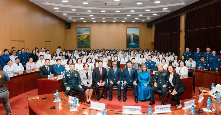 Dr Tedros addresses health leaders at the high-level Mongolian Ministry of Health meeting on universal health coverage.