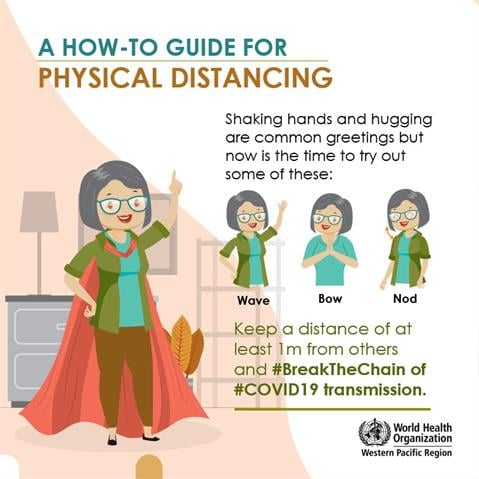 Keep distance of at least 1m from others Infographic of text